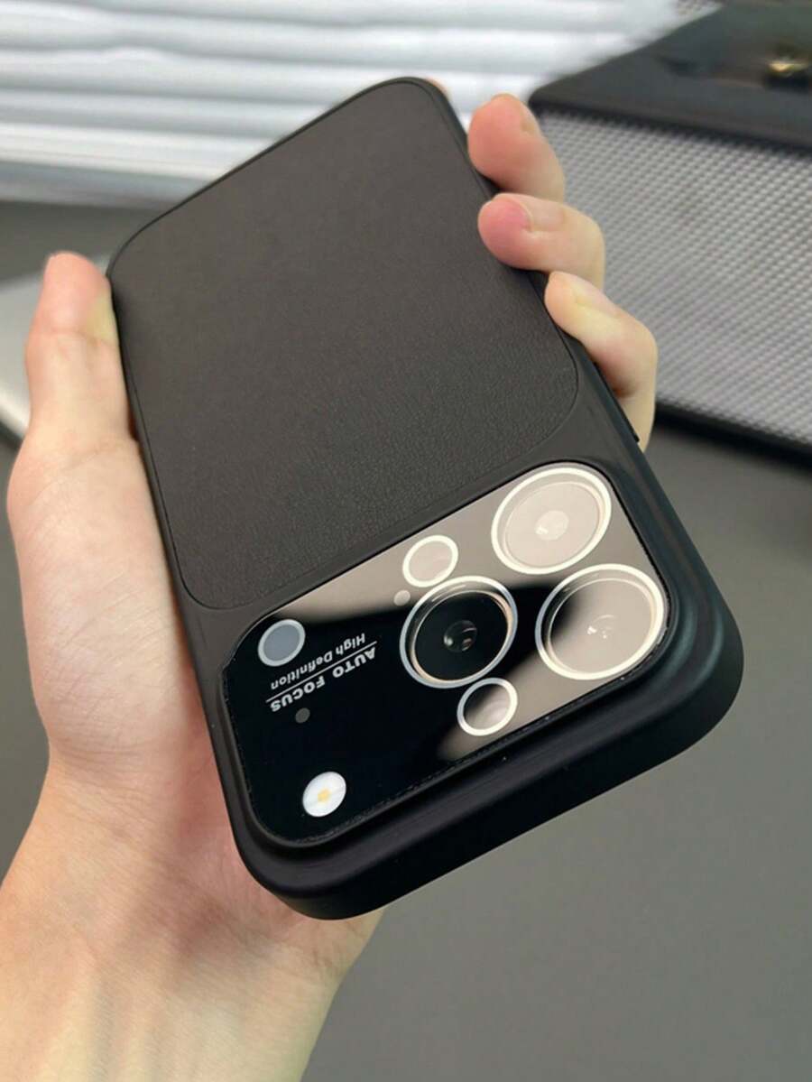 Stylish Artificial Leather Texture Large Window Phone Case Compatible With IPhone 17 Pro Max 17 Pro 16 Pro Max 15 14 Pro 13 Pro 17 Camera Protection Matte Soft Bumper Shockproof Cover