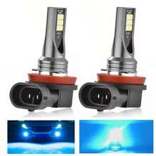 2个H9/H11 LED汽车雾灯灯泡，12颗SMD灯珠，可选6000K白光、8000K冰蓝光、4300K金光，适用于汽车雾灯和日间行车灯，12V/24V - A - 查看 12