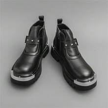 Men High-Top Leather Riding Boots - Black High - View 2