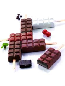 1pc/3pcs Reusable Silicone Ice Cream Mold And Ice Pop Mold, Grid Cake Mold With Wooden Sticks, DIY Ice Lolly Maker, White - Multicolor - View 11