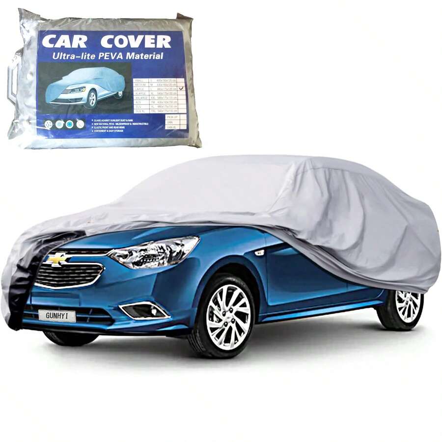 Funda impermeable para coche, funda para coche, impermeable para coche, funda protectora multifuncional, funda protectora que cubre el coche, resistente a la lluvia, al polvo, a la suciedad, de alta calidad, portátil, retráctil, plegable, fácil de almacenar, fácil de limpiar, fácil de instalar, resistente y duradero, tamaño XL, protege la apariencia del coche que no se ha utilizado durante mucho tiempo, adecuado para muchos modelos de automóviles, adecuado para garajes, jardines, patios, viajes (gris) - L - Ver 1