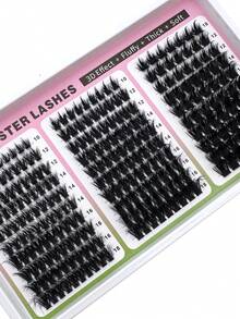 Extensões de Pestanas em Aglomerados 300D+200D+160D/160D+100D+60D, 180pcs/260pcs, Pestanas Individuais Espessas e Espetadas 10-18mm, Mega Wispy, Fofas, Encaracoladas D/DD, Aglomerados Individuais Únicos, Pestanas Fairy Cluster, Pestanas de Vison - D - Ver 4