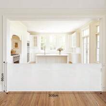 Retractable Stair Gate – 33" Tall Gate With One-Hand Operation For Stairs, Doorways, Hallways & Outdoor Use - White - 300cm - View 2