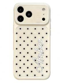 [Customized] Personalized Customized Letters Name Advanced Simplicity Small Dot Pattern Phone Case Compatible With IPhone 17 Pro Max 17 16 15 14 Pro Max Shockproof Protective Cover - White - View 9