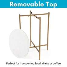 BIRDROCK HOME - Mesa auxiliar plegable con parte superior de mármol mesita de noche plegable de metal solo para uso en interiores bandeja de bar café bebidas y alimentos decoración moderna - como en la foto - Ver 7