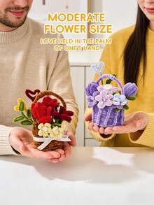 DIY 旋转木棍花篮系列，材料包，包括紫朱鹭暖阳花篮、紫优雅花篮、暖阳花簇、仙人掌花篮、火红暖花篮、蓝朱鹭花束、火红暖花罐、暖阳花束。 - 彩色 - 查看 4