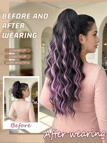 HEYPINK 24 Inch Ombre Linen-Feel Claw Clip Ponytail Hair Extension, Made Of Heat-Resistant Synthetic Fiber, Suitable For Women's Daily Use - Two-Tone - View 4