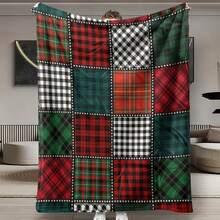 Manta de franela a cuadros retro, suave, cálida y cómoda - Adecuada como regalo para sofá, cama, coche, oficina, camping y todas las estaciones - Multicolor - Ver 8