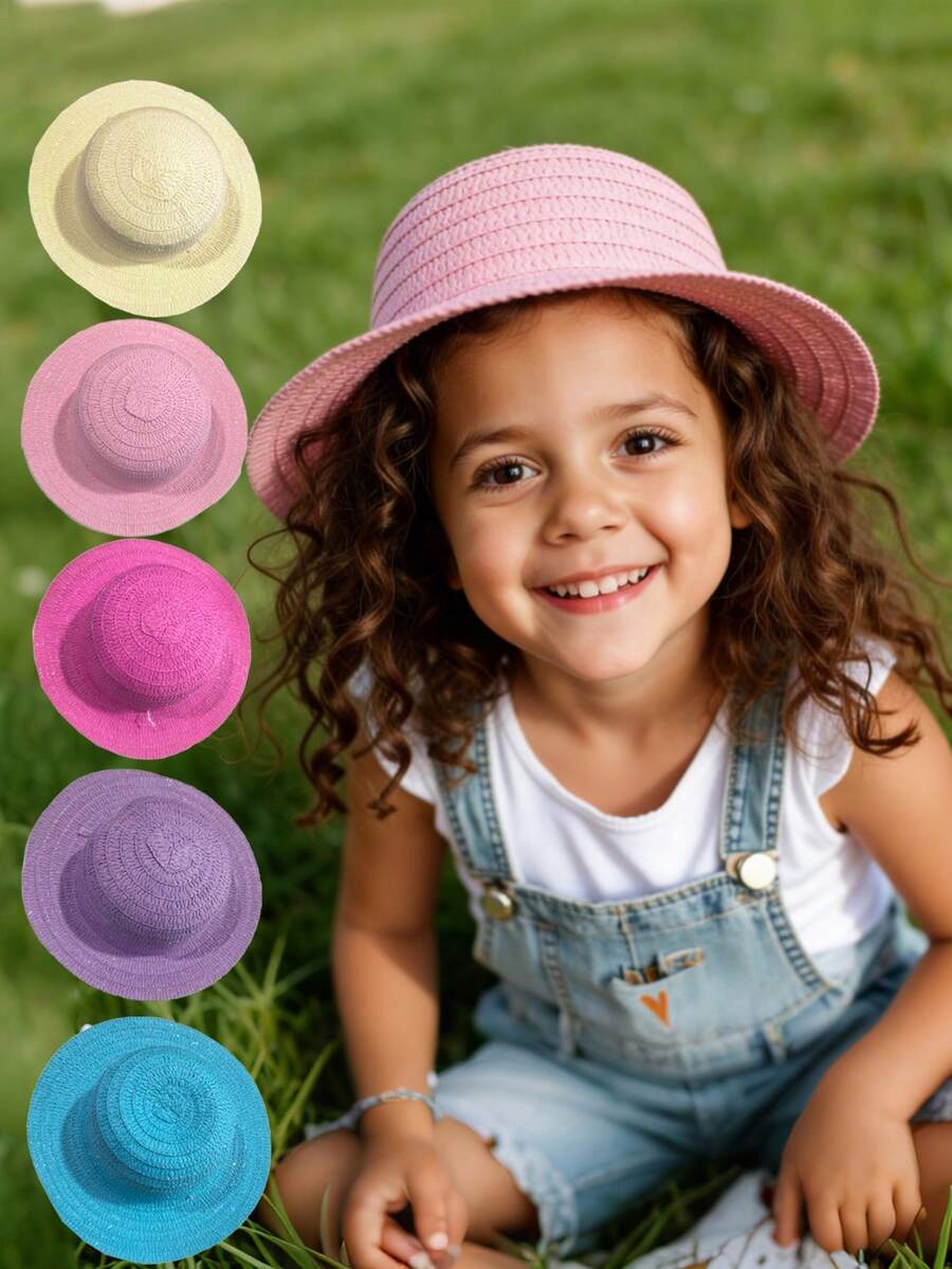 1顶时尚手工草编巴拿马帽，波西米亚风沙滩遮阳帽，防紫外线遮阳帽，休闲帽 - 彩色 - 查看 1