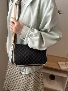 Nueva bolsa de hombro, bolso de mujer minimalista de estilo francés chic para uso casual y de commute - Negro - Ver 2