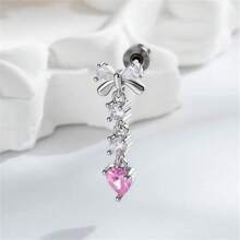 1件装女士奢华蝴蝶结心形流苏双头螺丝耳钉耳骨耳环 - 彩色 - 查看 8