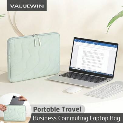 VALUEWIN 13-14 Inch Fluffy Laptop Sleeve Compatible With Macbook Air 13 13.6/Pro 13/Pro 14, HP And Other Brands, Rectangular Quilted Fluffy Laptop Bag, Suitable For Women