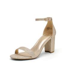 Women 3-Inch Mid-Heel Chunky Heeled Sandals Comfortable Open Toe Summer Sandals With Adjustable Ankle Strap For Casual And Formal Wear - Gold - View 3