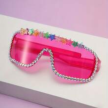 Futuristic Large-Frame Acrylic Colorful Cute Bear Women's Windproof Glasses - Star Pink - View 7