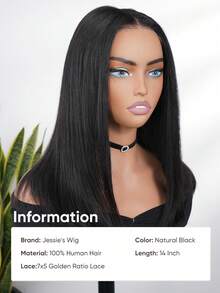 Jessie's Wig 无胶直发波波头假发 7x5 蕾丝前假发 真人发丝 预先拔毛 隐形结 3S 预剪裁 即戴波波头假发 180% 密度 8-14 英寸 - SNatural - 查看 2