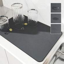 1 tấm lót thấm hút bằng gel silica màu trơn, chịu nhiệt, dùng cho chén đĩa, bát đĩa, máy pha cà phê, thích hợp cho nhà bếp, bàn ăn, quầy cà phê, phụ kiện nhà bếp. - Nhiều màu - Xem 5