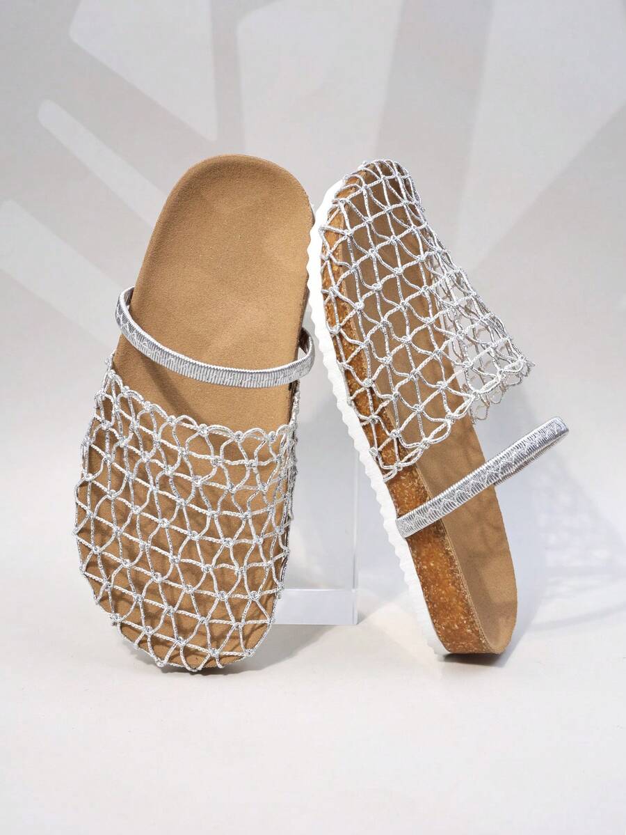 Girls' Silver Mesh Sandals, Breathable Soft Insole Casual Summer Children Shoes - Silver - View 1