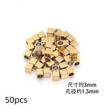 50 hạt vuông bằng thép không gỉ 2-6mm, hạt đệm hình khối để tự làm vòng tay, dây chuyền và trang sức. - quảng trường - Xem 17