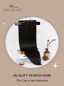 YILITE 7pcs #1B Natural Black Clip In Hair Extensions Real Human Hair Remy Human Hair Extensions Double Weft Straight Clip Ins For Women - Natural Black - View 2