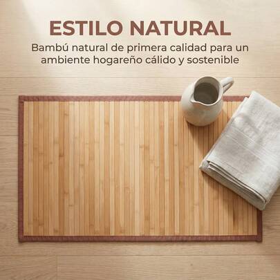 MEJORADA Alfombra de Bambú Antideslizante para Baño, Entrada o Cocina, Tapete Enrollable Estilo Natural para Pasillo, Sauna o Balcón, Varios Tamaños