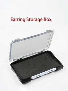 Compact Earring Holder Box, Small Jewelry Storage Case For Earrings, Earrings Display Stand With Foam Slots, Portable Organizer - Black - View 2