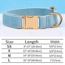 1pc Pet Dog Collar, New Velvet Metal Buckle Collar Leash, Adjustable Neck Strap - Multicolor - View 3