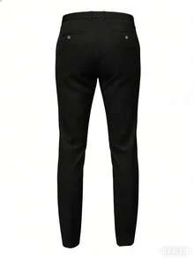 1pc Men's Minimalist Business Style Suit Pants, Spring/Summer Men's Straight Leg Casual Suit Pants - Black - View 3