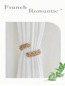 1/2/4pcs Window Curtain Tie Backs, Woven Curtain Ropes Curtain Clips Curtain Holders For Bedroom Living Room Home Decor - one-size - View 4