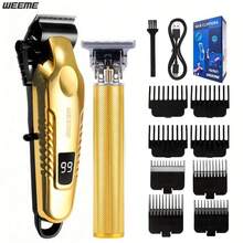 WEEME Herren Pflege-Set (3 Stücke/2 Stücke/1 Stück) - T-Klinge Trimmer, Bartschneider und Elektrischer Haarschneider - Scharf, Kabellos, USB aufladbar, Multifunktions-Set, geeignet für Zuhause und Reisen - Perfektes Geschenk zum Vatertag, Weihnachten oder für die tägliche Pflege - Gold - Übersicht 13