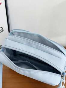 日系可爱学院风斜挎包 女款 透明夏季小号 双拉链口袋钱包 手提包 带徽章展示牌 单肩包 女款 - 白色 - 查看 5