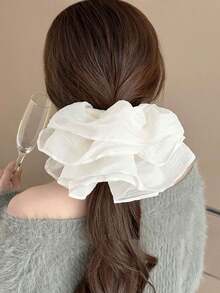 1pc Extra Large Lace Hair Scrunchie, New Elegant Hair Tie Flower For Women High-End Ponytail Holiday Accessories - Multicolor - View 6