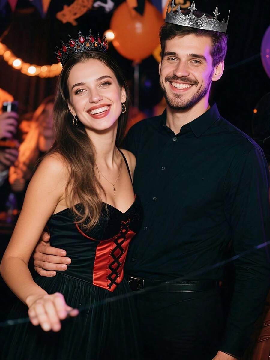 2 piezas Conjunto de de Rey y Reina, unisex, adecuado para bodas, graduaciones, cumpleaños, fiestas de Halloween y otras ocasiones - Multicolor - Ver 1