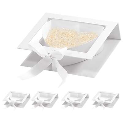 8'x6'x2' Heart-Shaped Window Bakery Boxes In White, Pink, Red, Black- Perfect For Cookies, Strawberries, Chocolate Truffles & Small Desserts-Wedding And Party Favors