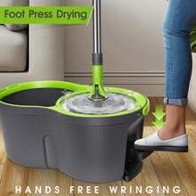 Spin Mop Bucket System Pedal Spin Mop And Bucket With Wringer Set,EasyWring Microfiber Mop With 3 Mop Pads,360°Spinning Floor Cleaning System - Home & Office Suitable - A - Xem 3