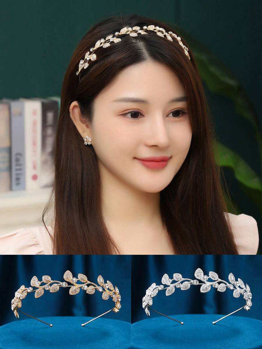 1 chiếc băng đô cài tóc bằng hợp kim trang trí hình lá thanh lịch, phụ kiện đội đầu đa năng phù hợp cho đám cưới, tiệc tùng, làm quà tặng, sử dụng hàng ngày, vương miện công chúa duyên dáng, phụ kiện cô dâu, cosplay, hóa trang, tiệc sinh nhật, phụ kiện ngày Valentine. - Bạc - Xem 1