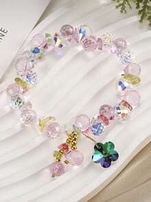 1pc Korean Style Elegant Crystal-Like Heart Bracelet - Multicolor - View 13