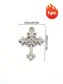 10pcs Stainless Steel Cross Pendant, Double Loop Religious Style Cross Charm, Suitable For DIY Necklace, Bracelet And Other Jewelry Making - Multicolor - View 14