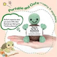 1pc Woven Turtle Decor With Inspiring Words, Cute Handmade Decoration Suitable For Home And Office Desk, Lovely Woven Item Can Help Relieve Stress - Multicolor - View 2