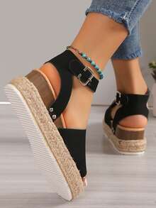 Mẫu sandal đế xuồng dày dặn mới cho nữ, mùa hè 2026. - màu đen - Xem 3