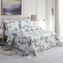 3 PCS Reversible Quilted Bedspread Set - Patchwork Floral Design With Pillow Shams Soft Microfiber Comforter For Double & King Size Beds - MILAN-110 - View 1