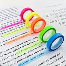5 Rolls Highlighter Tape, Fluorescent Self-Adhesive Labels, Transparent PET Tape, Neon Round Index Tabs - Ideal For Students, Reading, Learning, Home, Office, School Use, Safely Removable - Multicolor - View 6