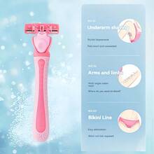 2 Handles + 36 Replacement Blades/3-Layer Manual Razor, Stainless Steel Razor Blades. Sharp, Washable And Reusable, Face Razor, Hair Removal - Pink - View 4