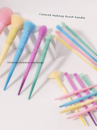 With Gift Box Pastel Macaron Color Makeup Brush 17 Soft Synthetic Hair Makeup Brush Set For Foundation Eye Shadow