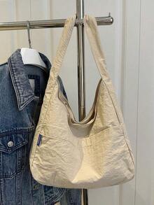 Large Capacity Women Cloth Tote Bag, Shoulder Bag, Casual Stripe Fabric Handbag , Pink , Beach - 卡其色 - 查看 8