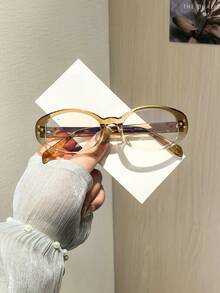 1副女士椭圆形眼镜框，轻盈聚碳酸酯镜框，佩戴无压力，休闲风格，适合日常办公通勤，附眼镜盒 - 彩色 - 查看 5