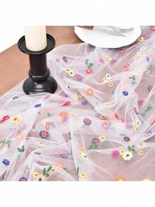 1 Stück 30cm*180cm Gänseblümchen Blumen Tischdecke aus Tüll, geeignet für Sommer und Herbst, hervorragend für Hochzeiten und Partys - Übersicht 8
