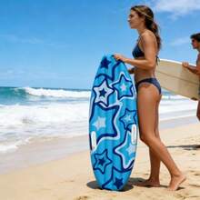 1pc Inflatable Surfboard, PVC Material, Pentagram Pattern Print, Inflatable Stand Up Paddle Board, Outdoor Water Sports Swimming Float, Portable Summer Beach Lake Pool Water Play Board, Easy To Inflate And Deflate, Convenient For Travel Storage, Lightweight And Foldable Inflatable Surfboard, Water Sports Float, Beach Swimming Board, Lake Water Play Board, Outdoor Water Toy - Multicolor - View 3