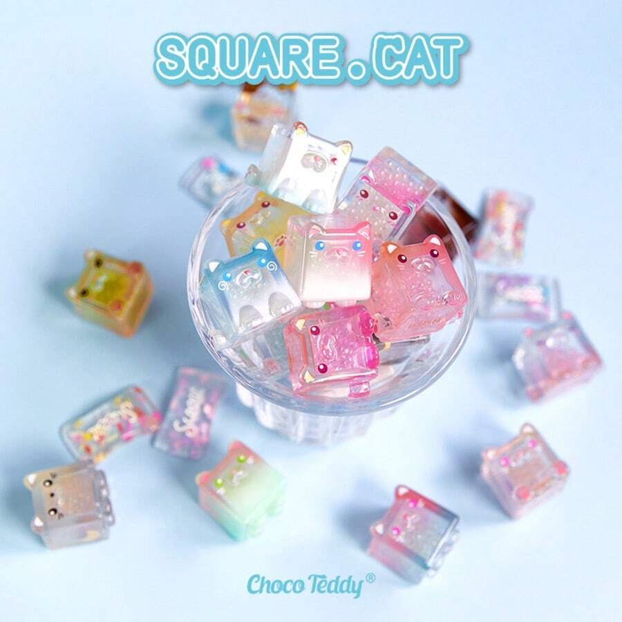 Random Style Cute Cubic Stacking Cat Figurine, Sensory Doll, Collectible Ornament - Multicolor - View 1