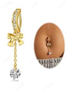 CIZME 14g 316L Surgical Steel Women's Navel Piercing Jewelry - Butterfly, Snake, Evil Eye, Heart, CZ, Opal Dangle Navel Rings, Minimalist Reverse Navel Rings Body Piercing Accessories - Gold - View 13