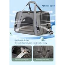 Soft Airline Box – Portable Pet Crate For Small Or Medium Cats, Dogs And Puppies Up To 9 Kg, Airline Approved Dog Crate With Buckle, Essential For Travel, Road Trips And Pets – 40.6 X 26.4 X 28.4 Cm - 灰色 - 查看 5